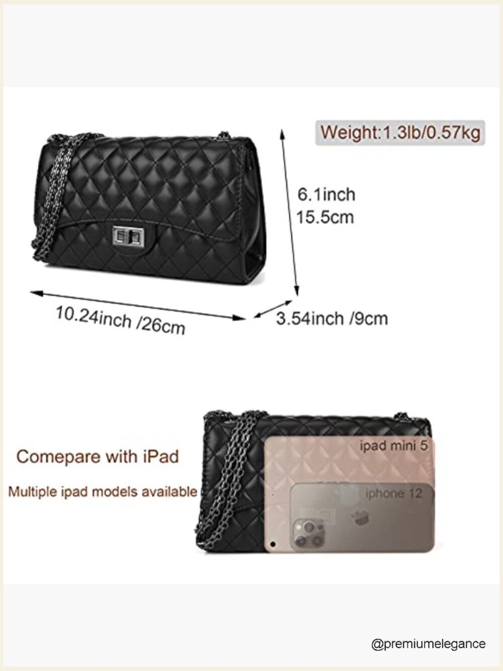 Quilted Crossbody Purse for Women Trendy Shoulder Bag with Chain - Picture 4 of 7